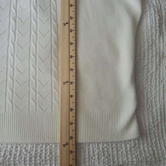 Koret Short Sleeve Sweater Ivory White Back Zipper Preppy Academia Size M - Picture 9 of 10